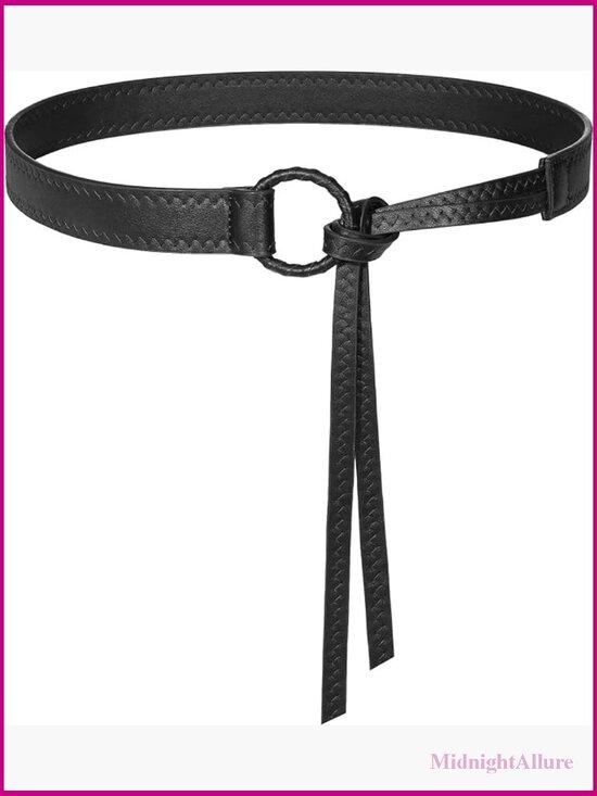 PU Leather Knotted Waist Belt for Dresses, Thin Double Strap